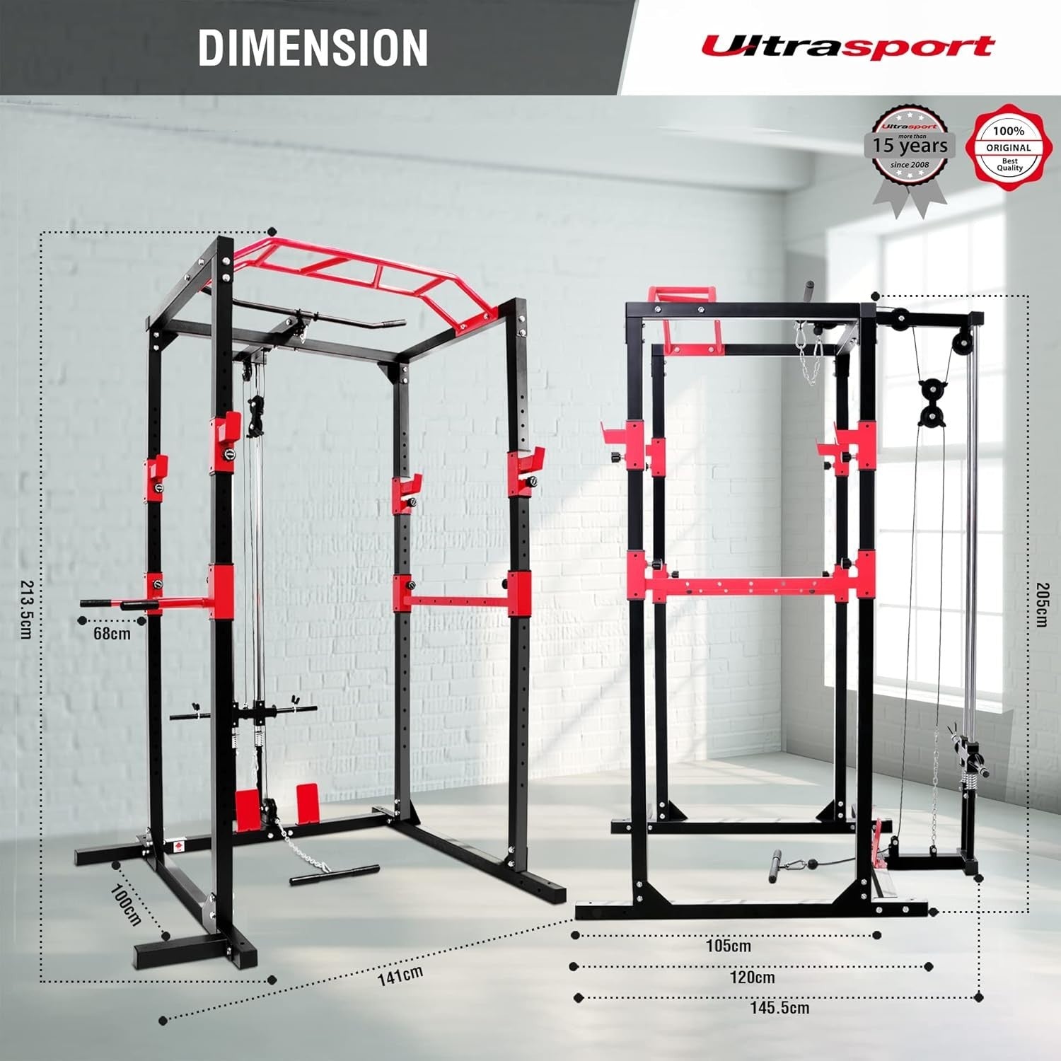 Ultrasport Multifunctional Power Rack Full Body Home Gym Black/Red
