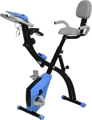 Light Blue 3-in-1 Folding Exercise Bike Magnetic Resistance LCD Pulse Bands
