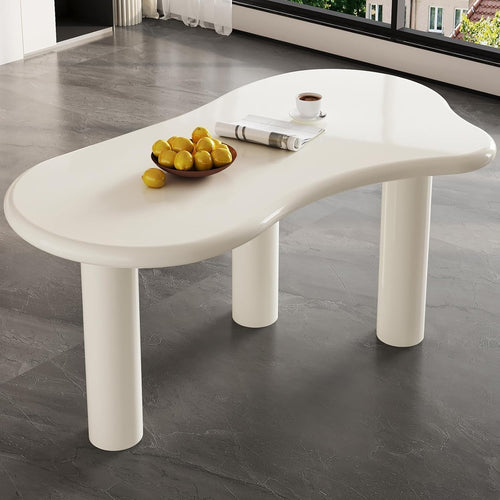 Modern White Irregular Dining Table 158CM 3-Leg Acrylic Top for 4-6