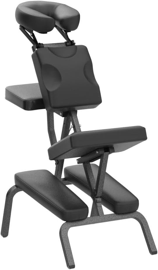 Adjustable Massage Chair Extra Thick Padding Foldable Portable 200kg Black