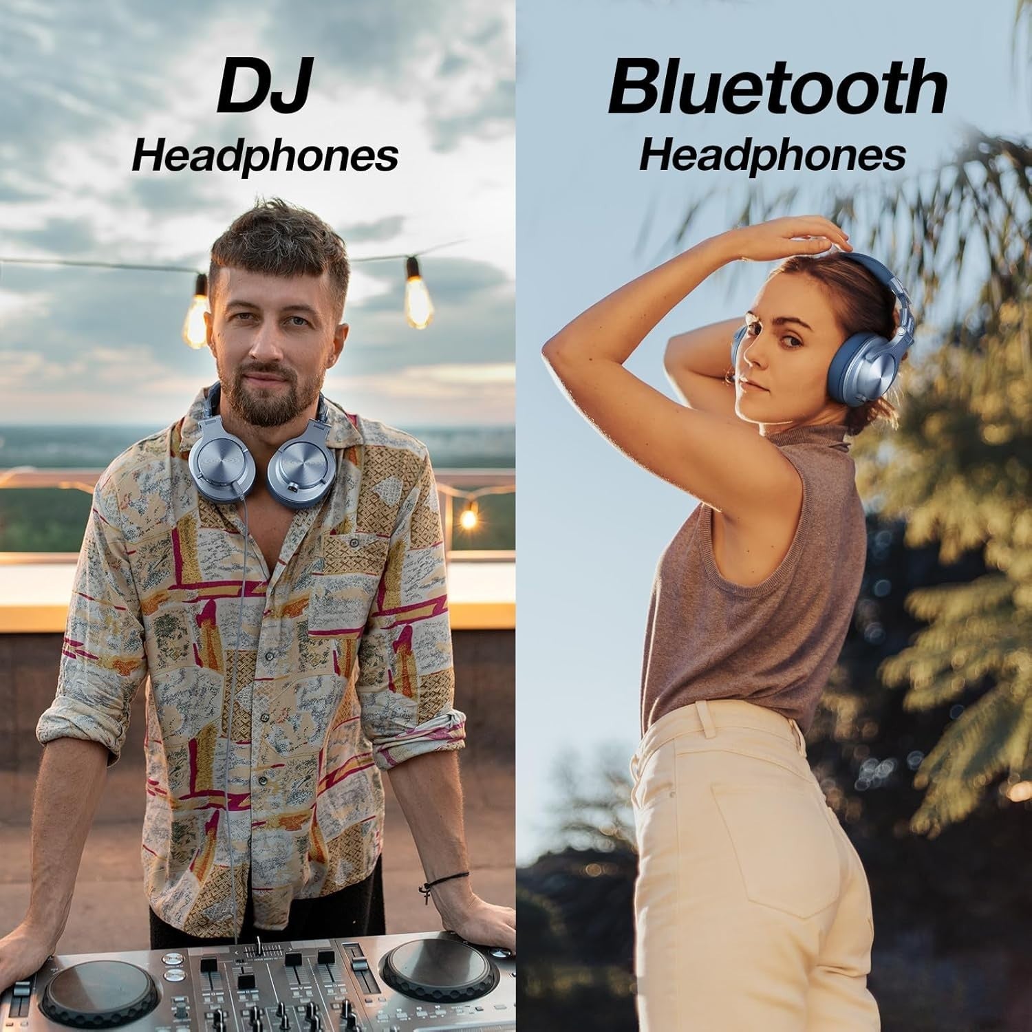 OneOdio A70 Blue Over Ear Headphones Wireless Wired DJ Studio 72H Playtime