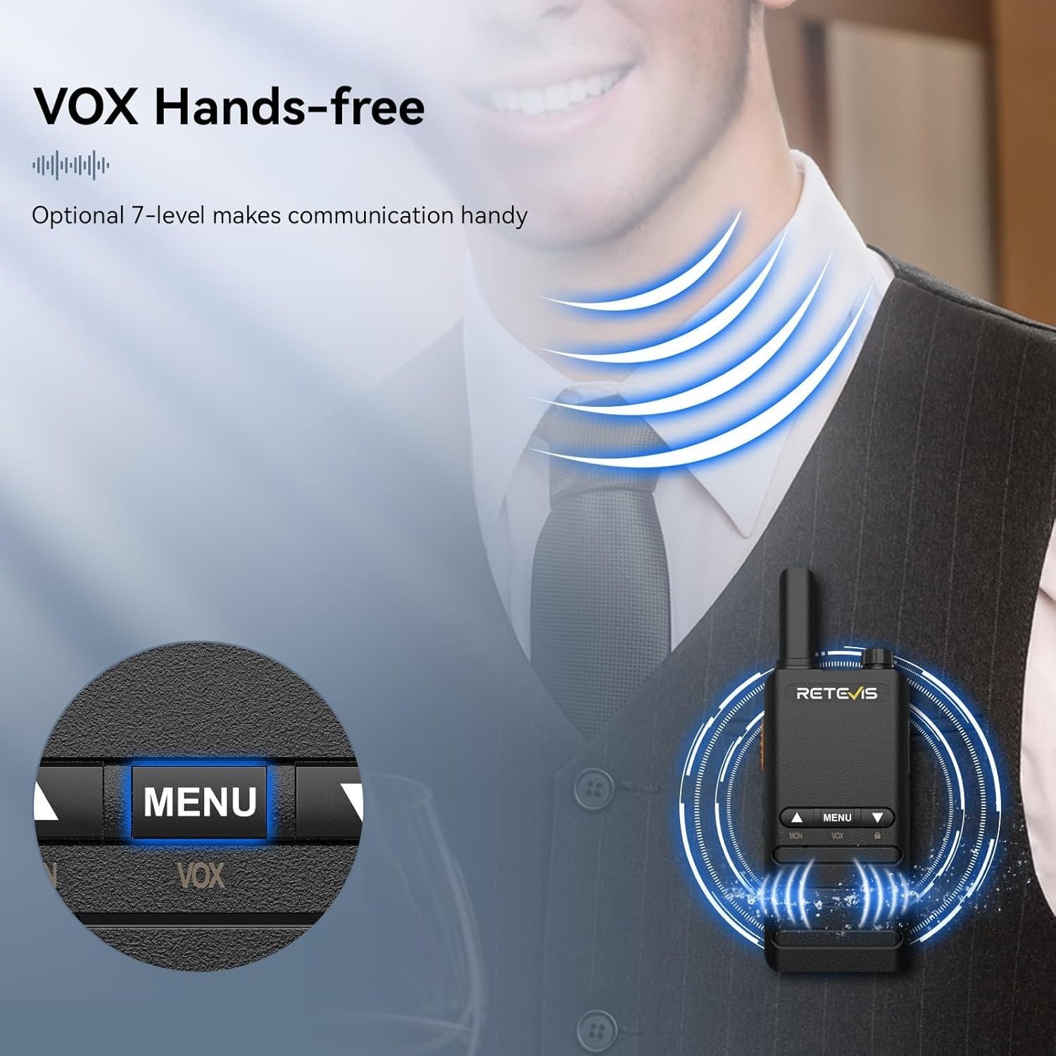 Slim Walkie Talkies 4 Pack VOX Earpiece 1620mAh Long Range Radio