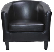 Faux Leather Tub Chair Armchair Lounge Club Seat Black