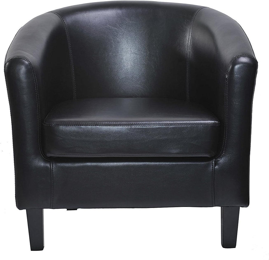 Faux Leather Tub Chair Armchair Lounge Club Seat Black