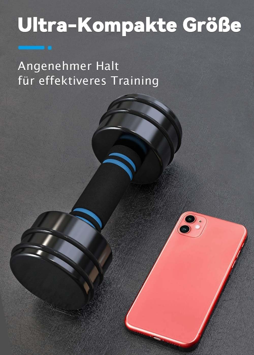 Ultra Compact Adjustable Steel Dumbbells 2.5KG Pair Foam Grip Home Gym
