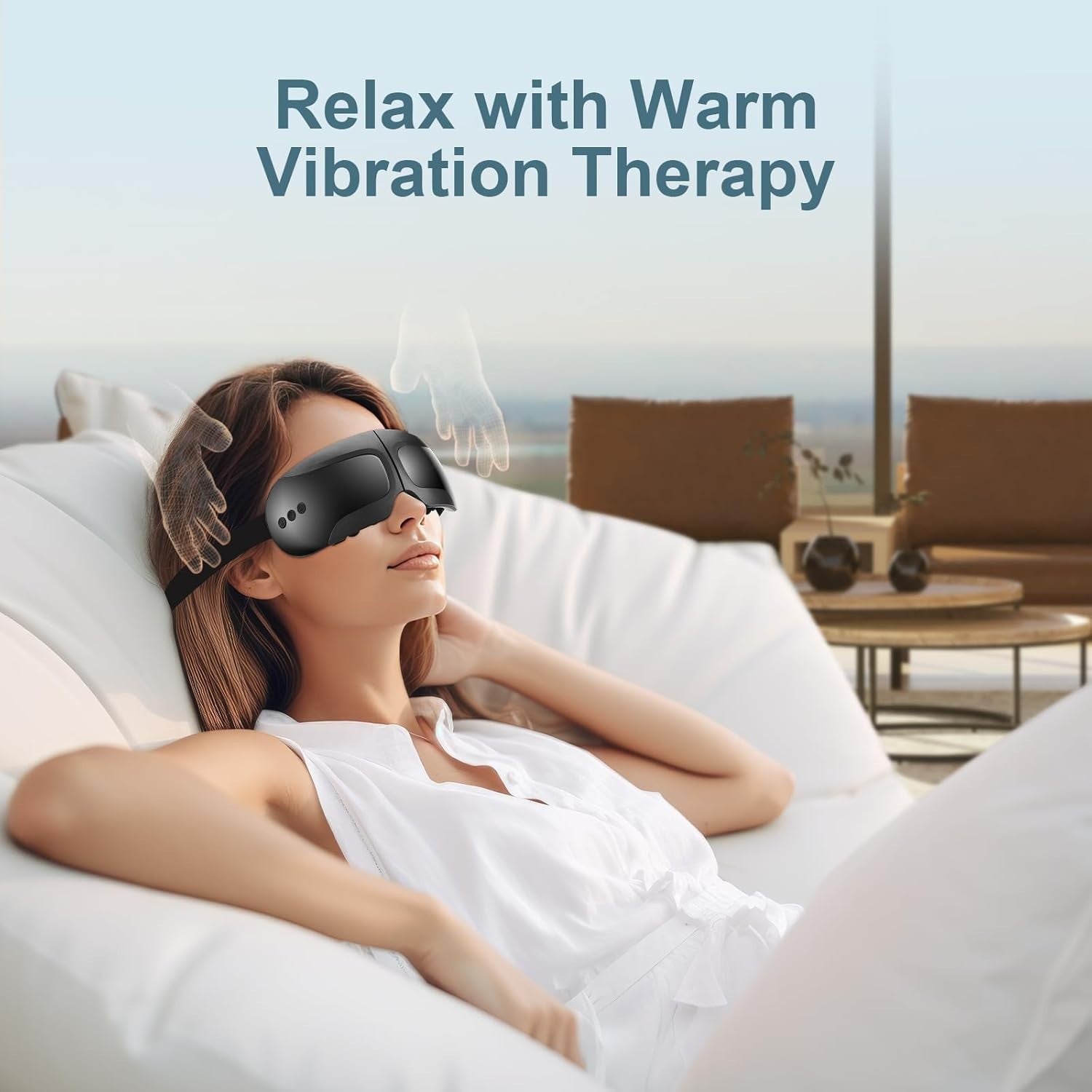 Ultra Light Heated Eye Massager Bluetooth Vibration Migraine Relief