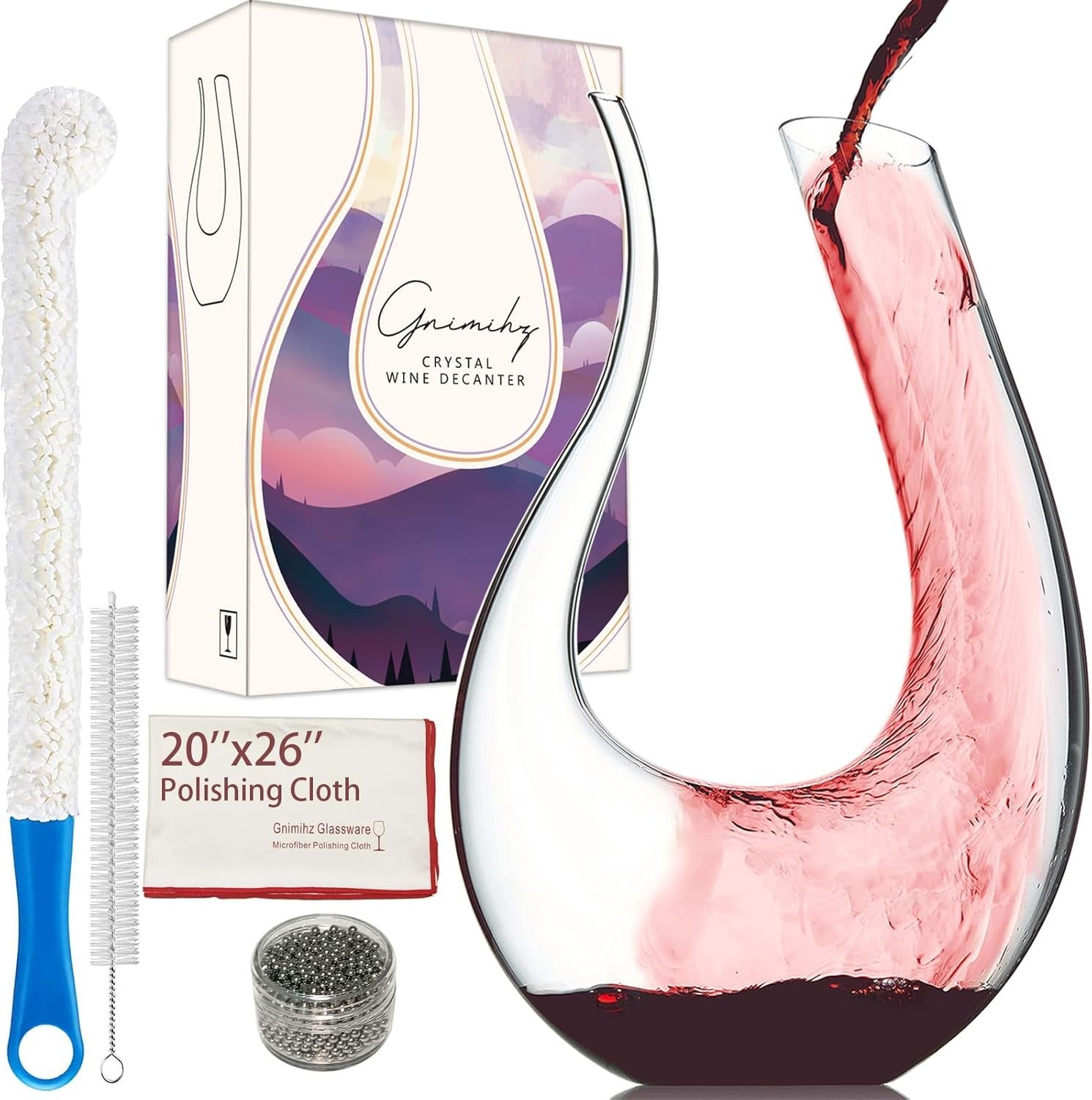 1500ml Swan Neck Wine Decanter Crystal Aerator with Cleaning Tools Gift Set