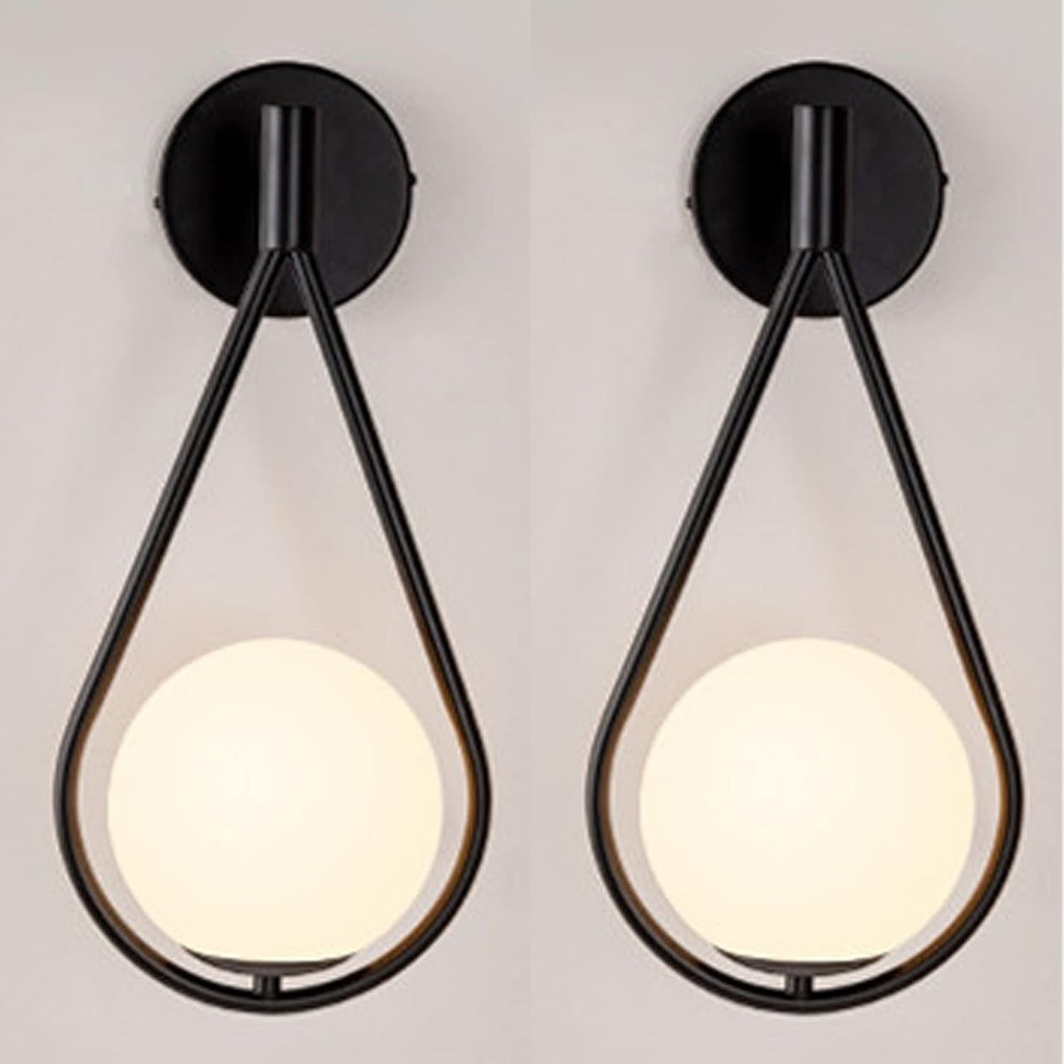 Vintage Black Globe Wall Lights 2PCS 5W LED Elegant Bedroom & Living Room