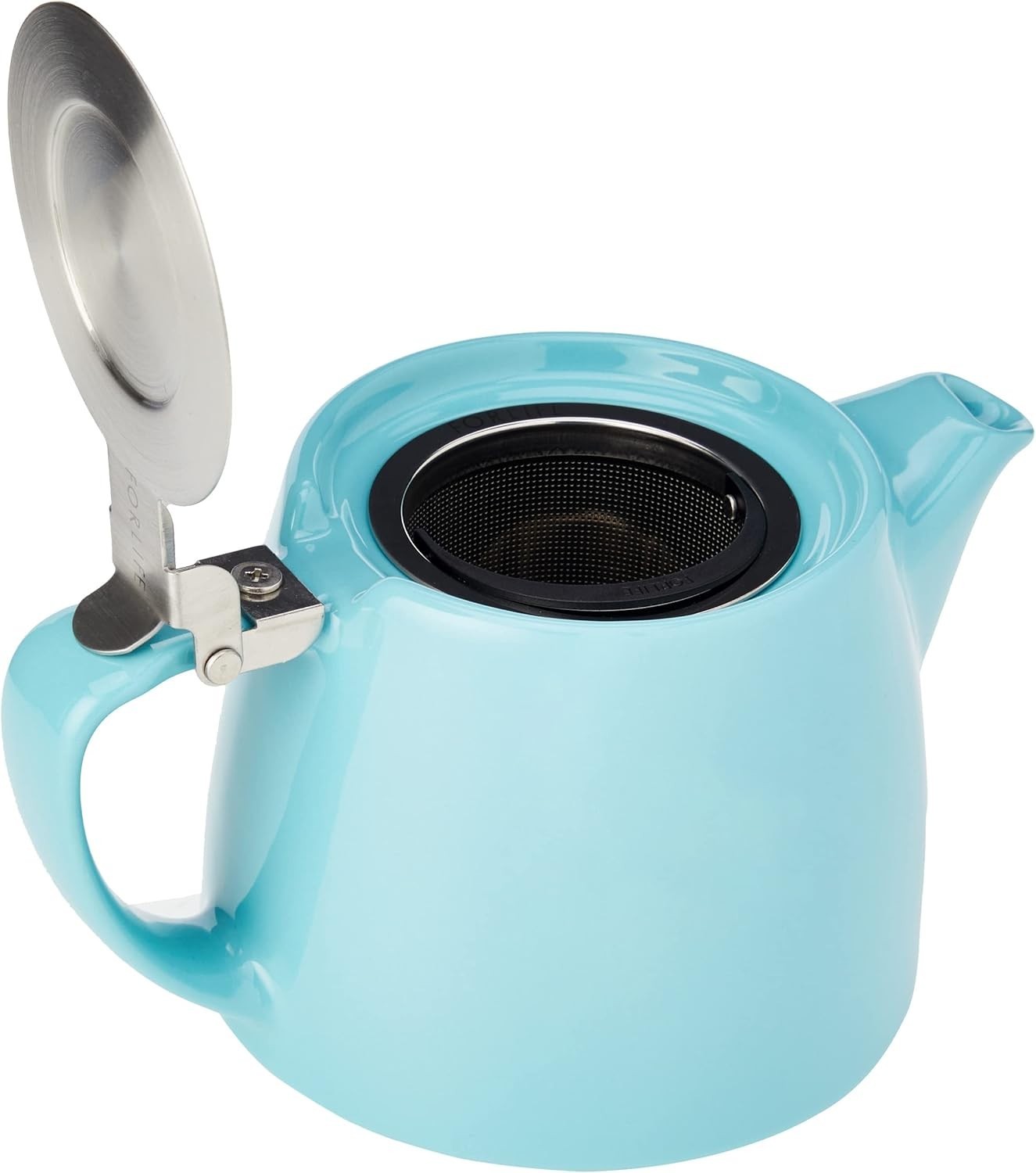 Ceramic Teapot 530ml Turquoise Tea Pot Stainless Steel Infuser Lid