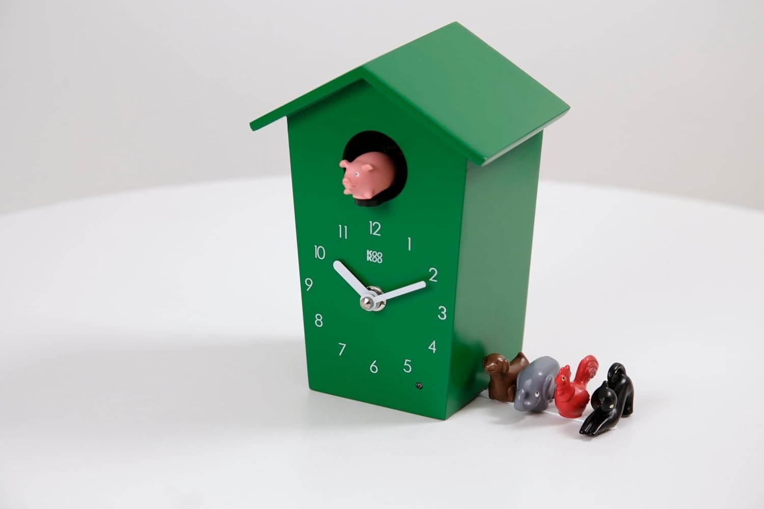 Animal Sound Wall Clock Kids Room Farm Chime Modern Green Cuckoo Toy