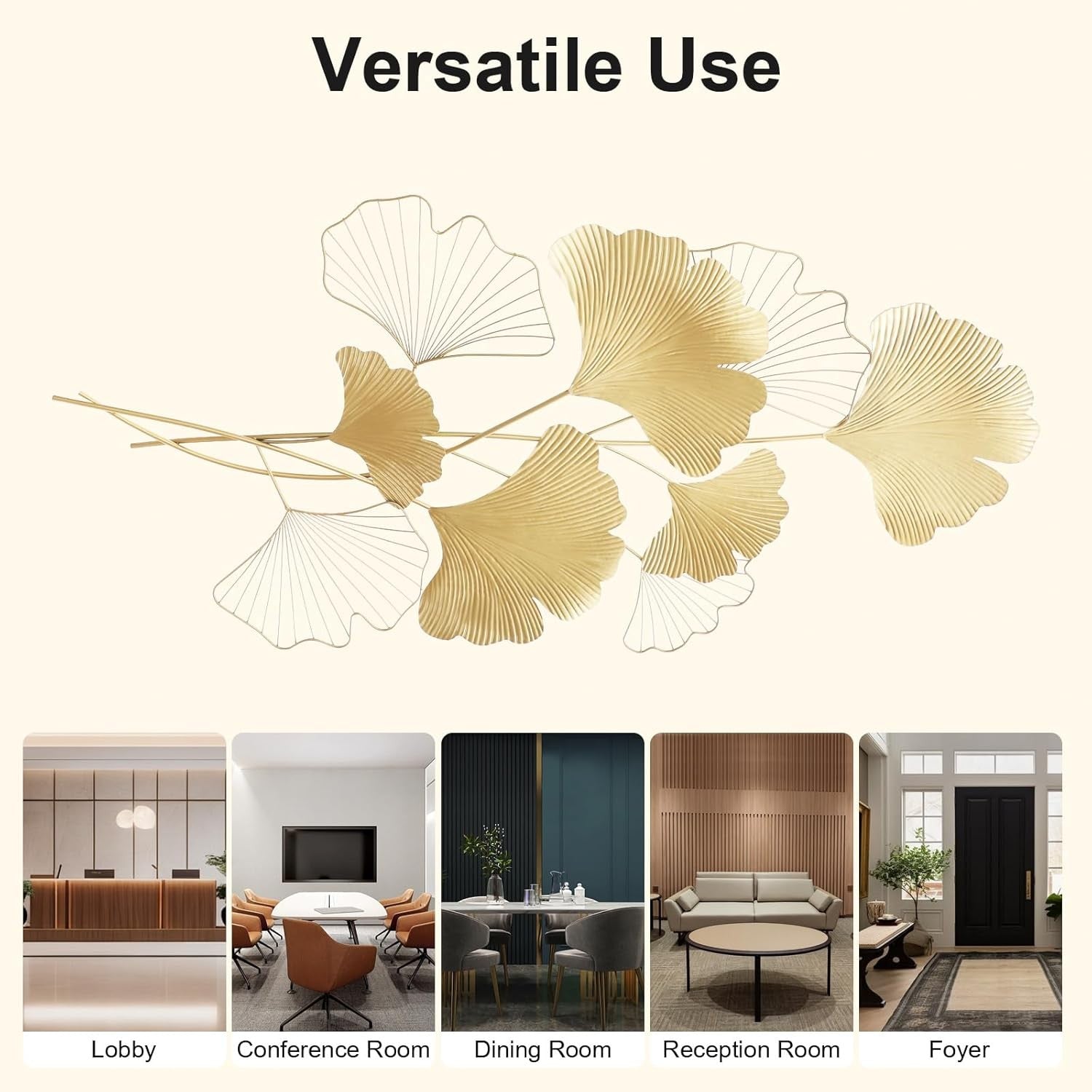 Gold Ginkgo Leaf Metal Wall Art Luxury Decor