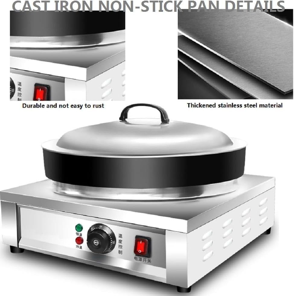 Commercial Gas Crepe Maker 40CM | Stainless Steel Non-Stick Griddle | Adjustable