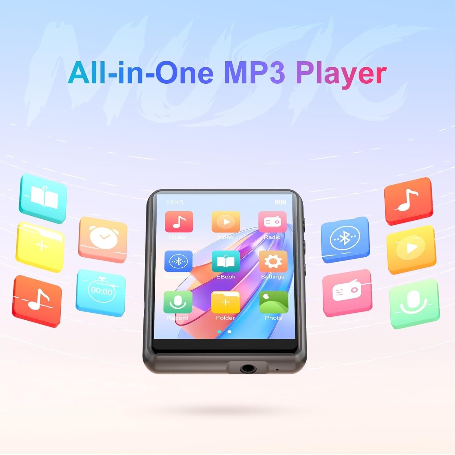 64GB MP3 Player Bluetooth 5.3 2.4" Touch Screen Speaker