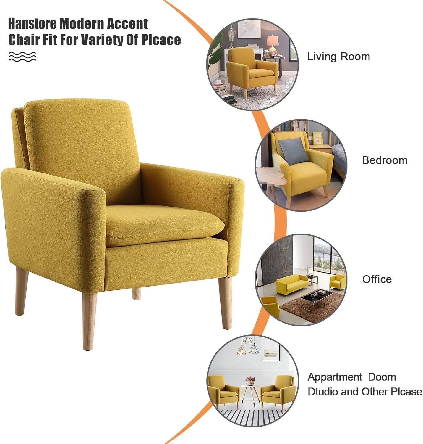 Comfy Linen Armchair for Living Room Bedroom Lounge Mustard Yellow