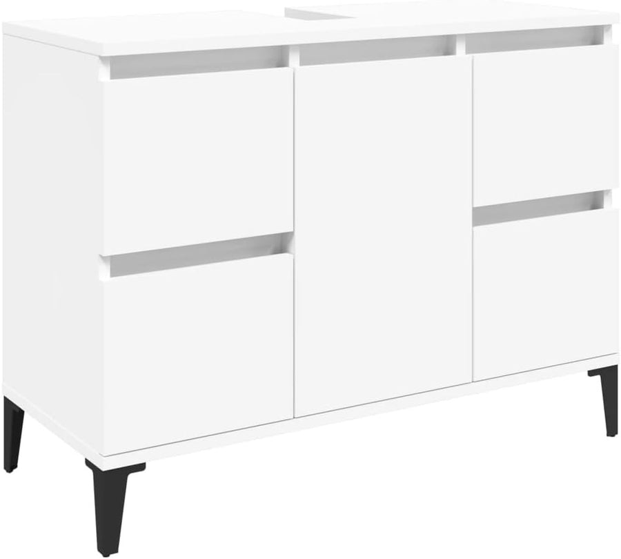 White Bathroom Sink Cabinet Vanity Unit with Drawers Cupboard Storage Modern