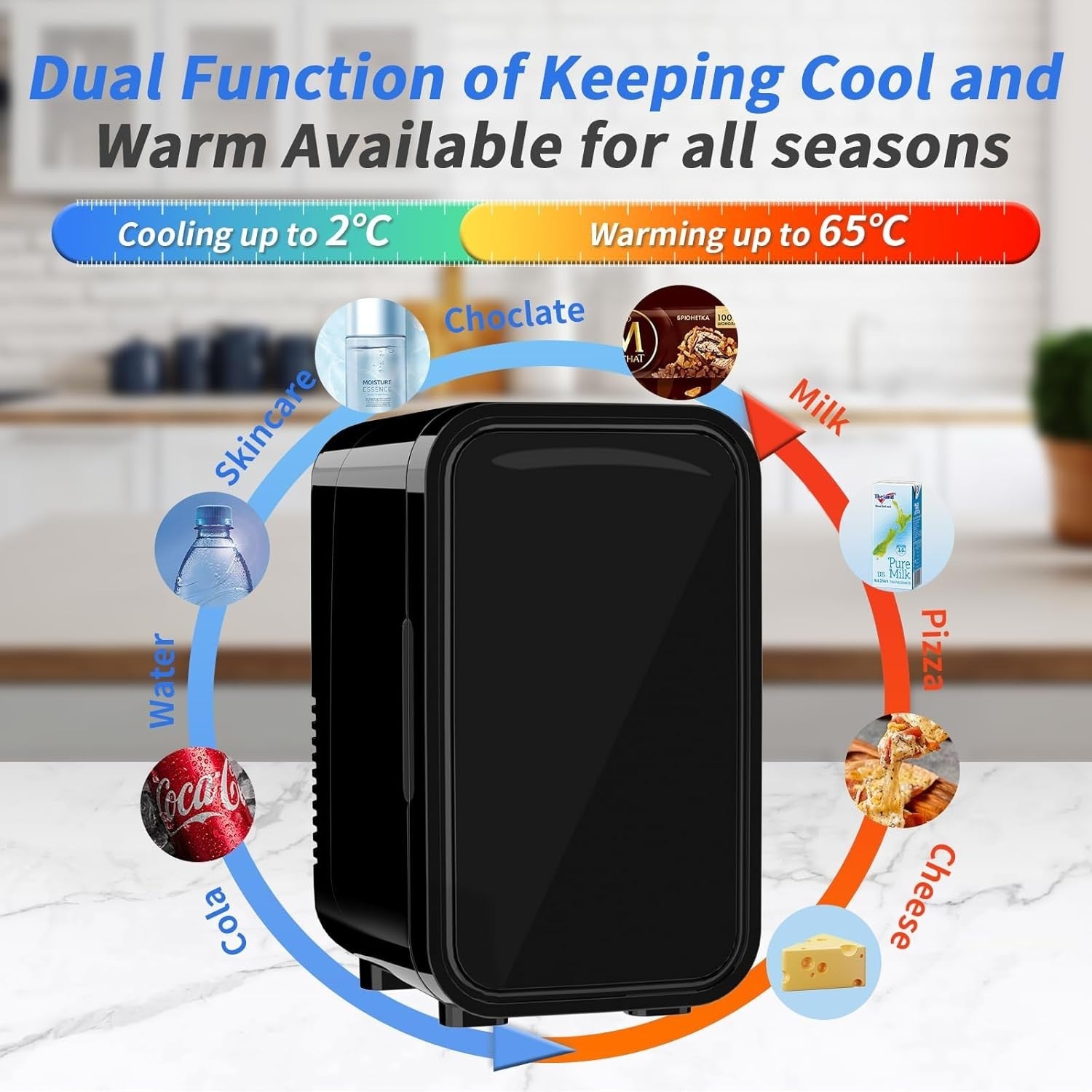 6L Mini Fridge Portable AC/DC Cooler Warmer Bedroom Skincare Black