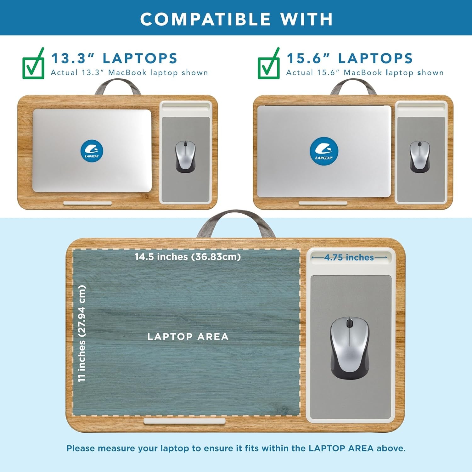 Laptop Lap Desk with Mouse Pad Phone Holder Cushioned Portable