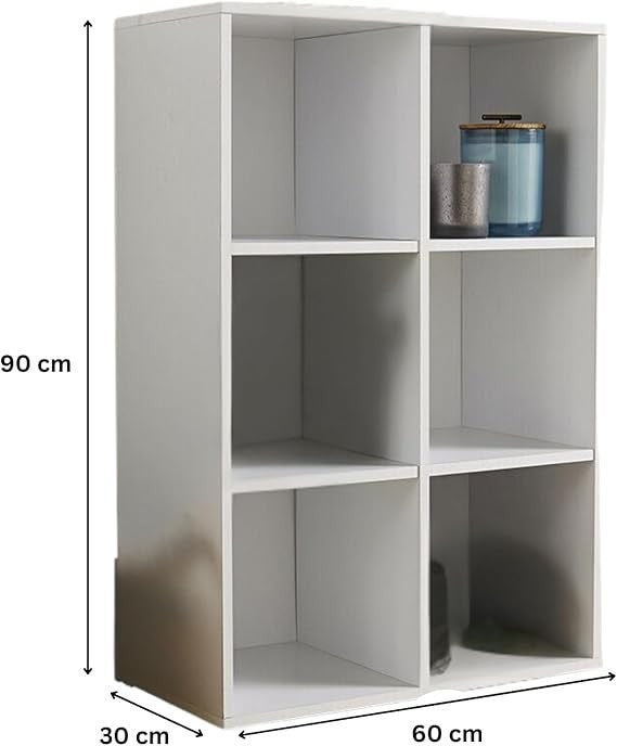 Modern 6-Cube Storage Shelf Unit – White Bookcase, Space-Saving Display Cabinet,