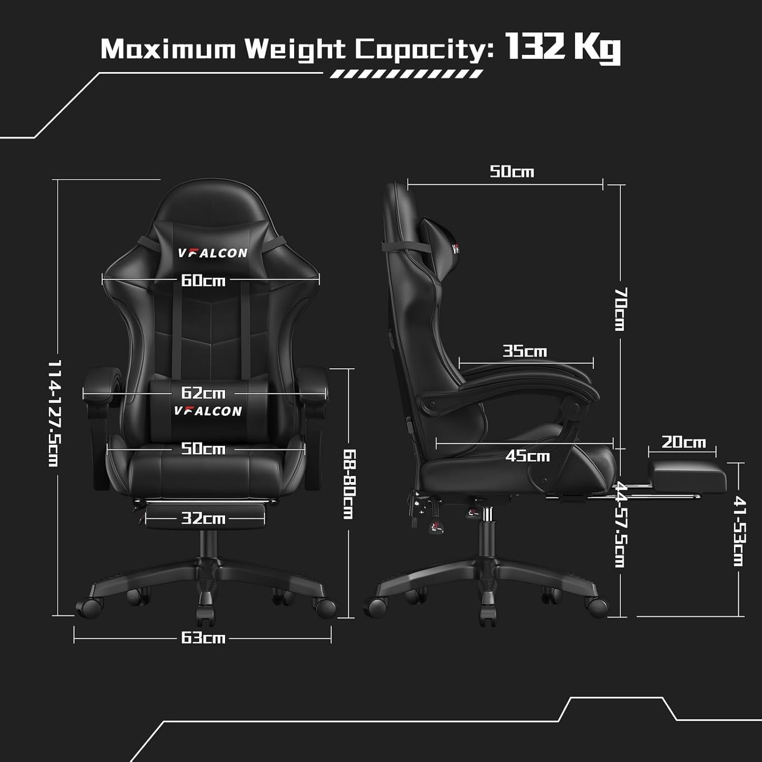 Ergonomic Gaming Chair Recliner with Footrest 360 Swivel Office Seat