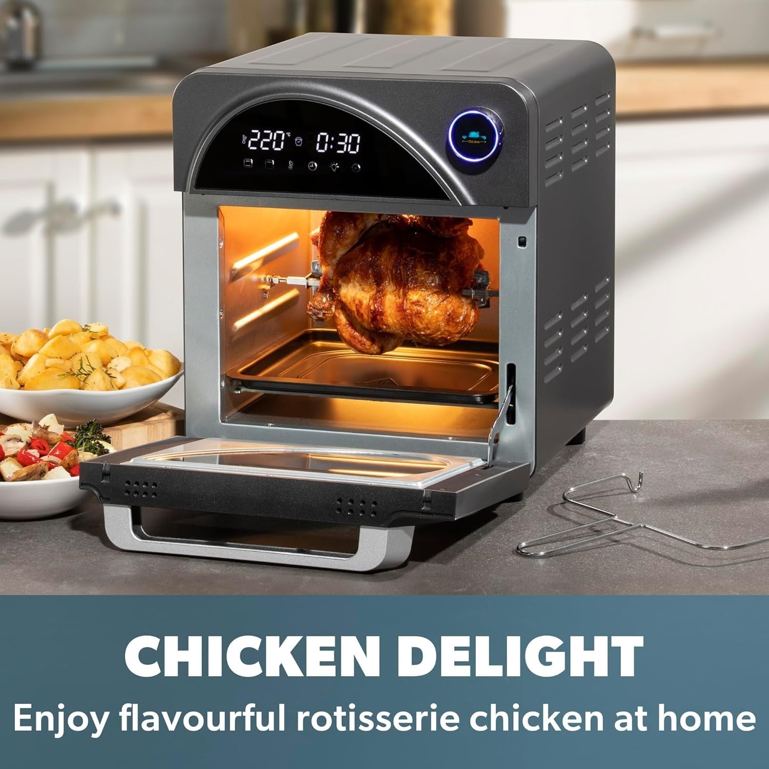 14.5L Digital Air Fryer Oven Rotisserie Dehydrate Grill 12 Presets Family Cooker
