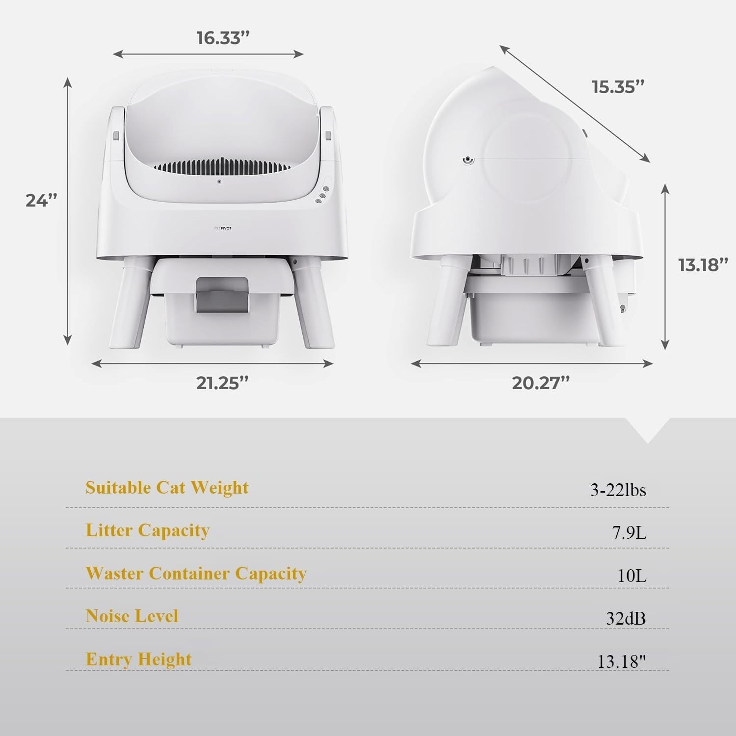 Open Top Self Cleaning Cat Litter Box Quiet Auto Tray Multi Cat