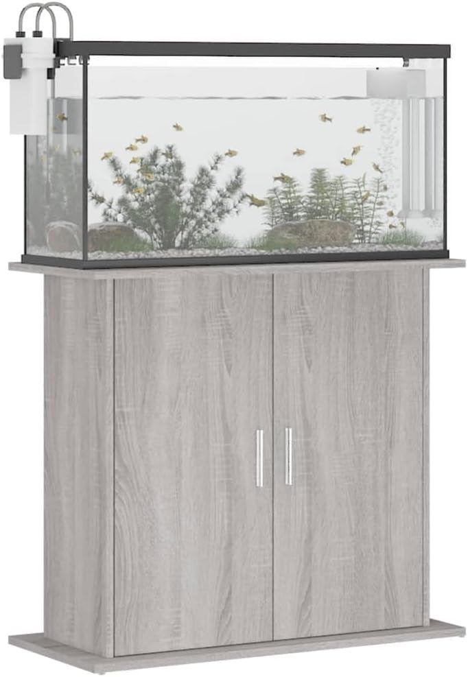 Grey Aquarium Cabinet with Storage – Compact Fish Tank Stand Unit