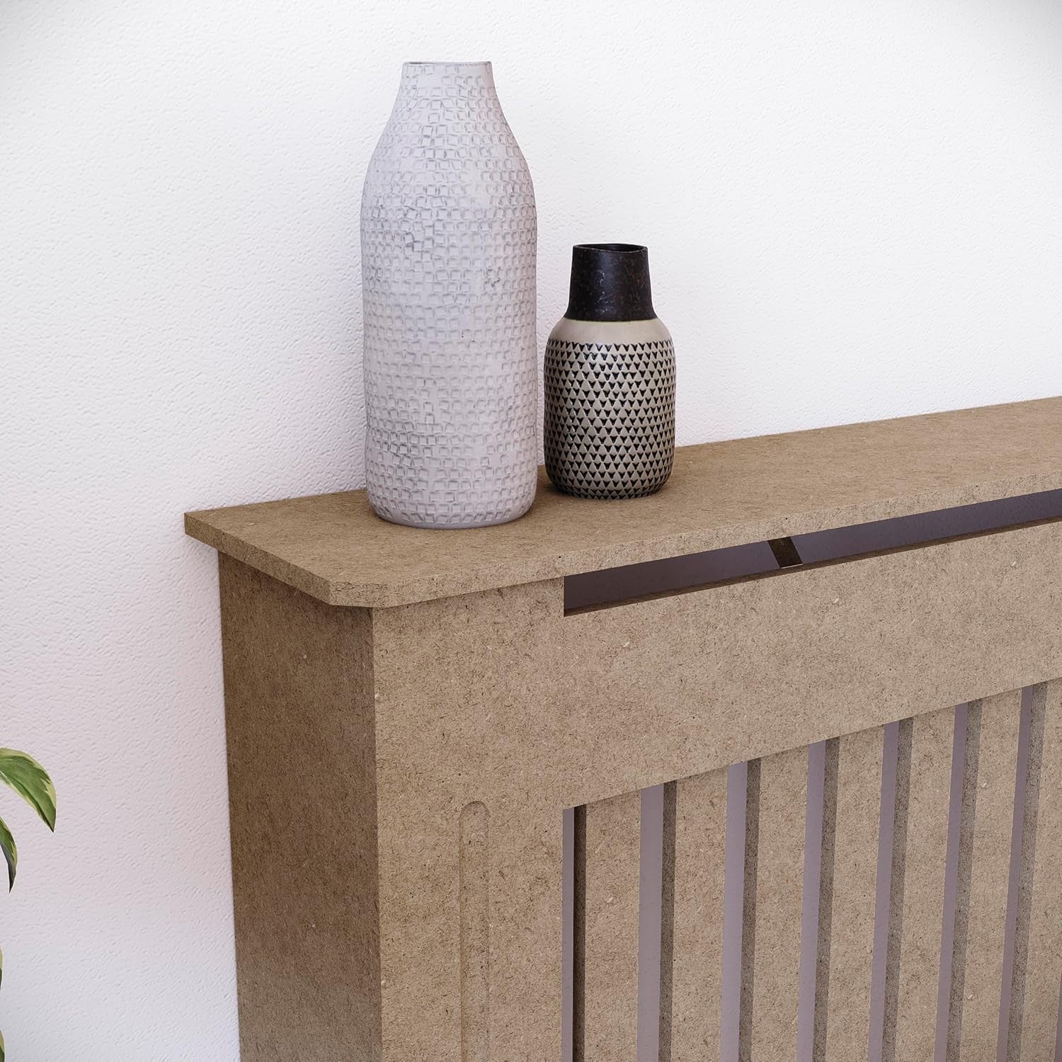 Large Unfinished Radiator Cover Cabinet | Modern MDF Slatted Heating Unit