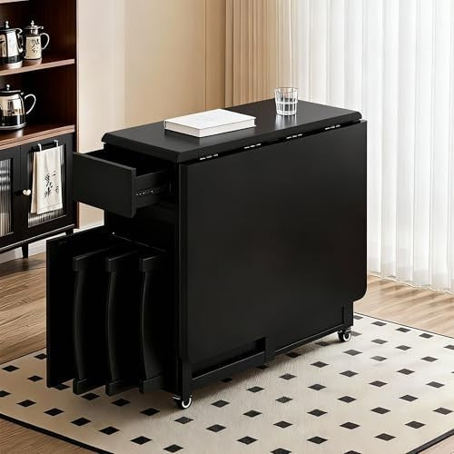 130CM Extending Dining Table with Drawers & Castors for Small Spaces