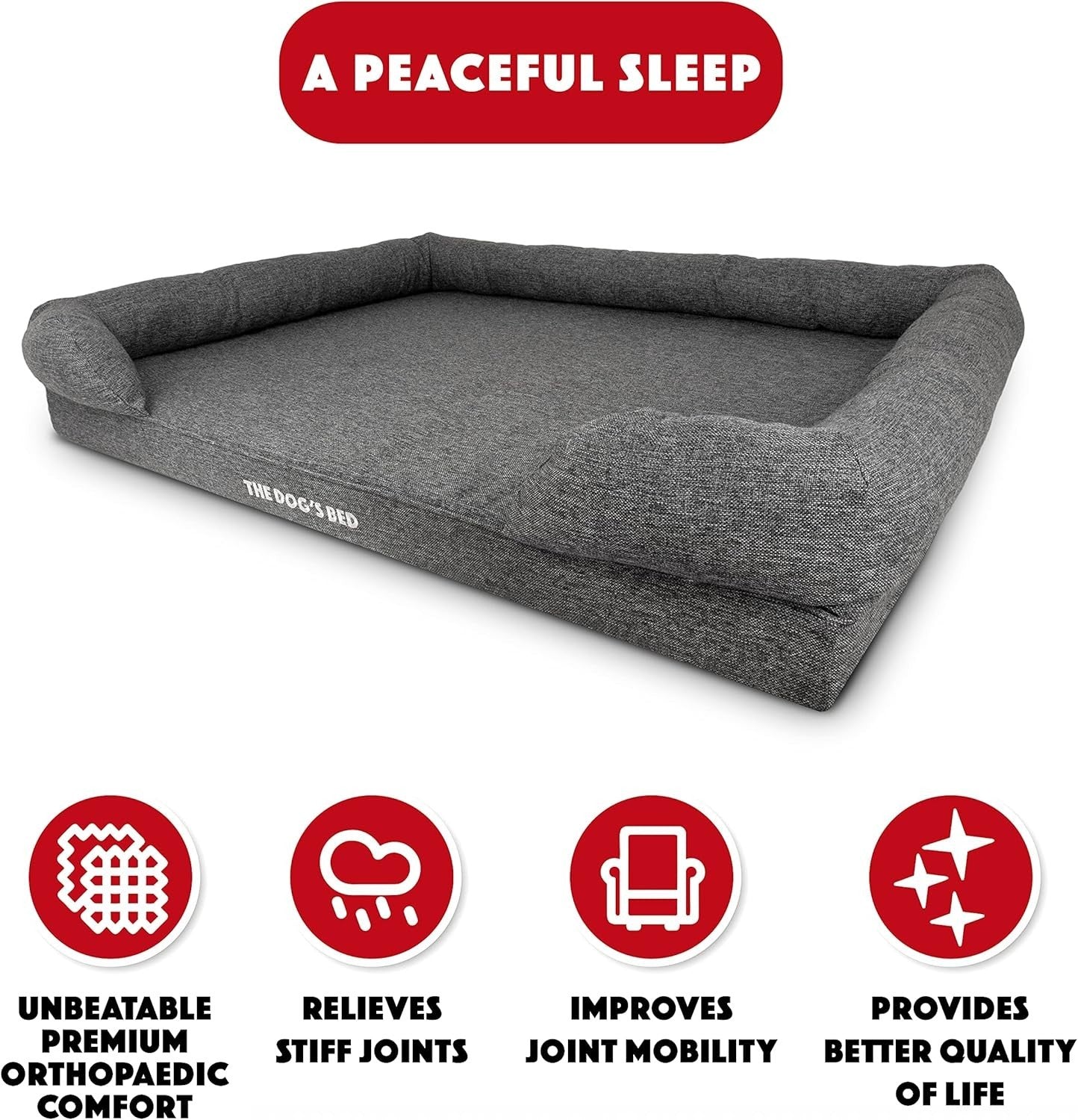 XXL Orthopedic Dog Bed Memory Foam Washable 131x100cm Grey