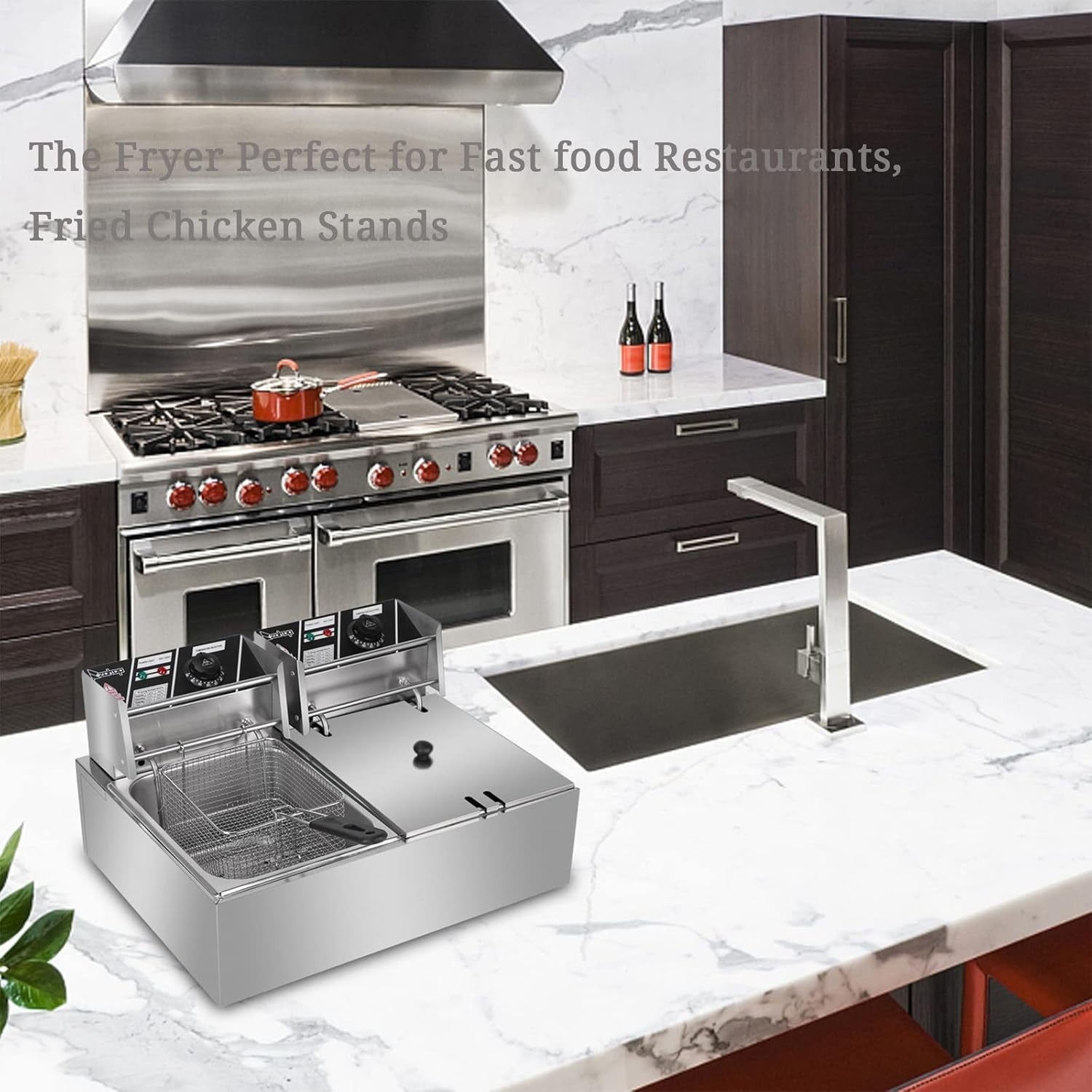 Commercial Electric Deep Fryer Dual Tank 12L 5000W Stainless Steel