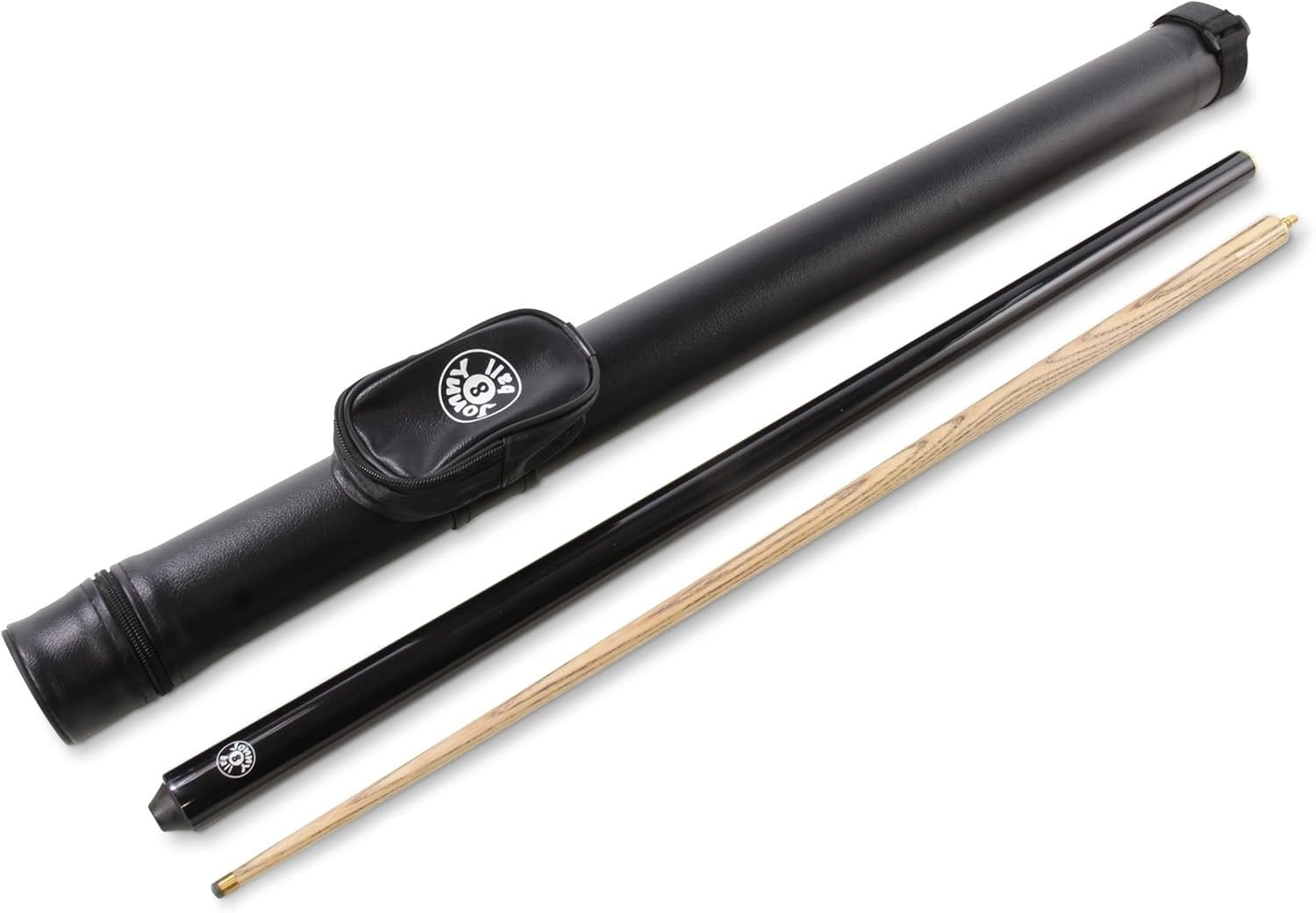 57in English Pool Snooker Cue 8mm Tip 2 Piece Ash Shaft Case