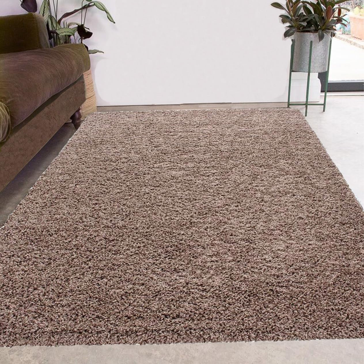Extra Large Shaggy Rug 160x230cm 5cm Thick Soft High Pile Dark Beige Carpet