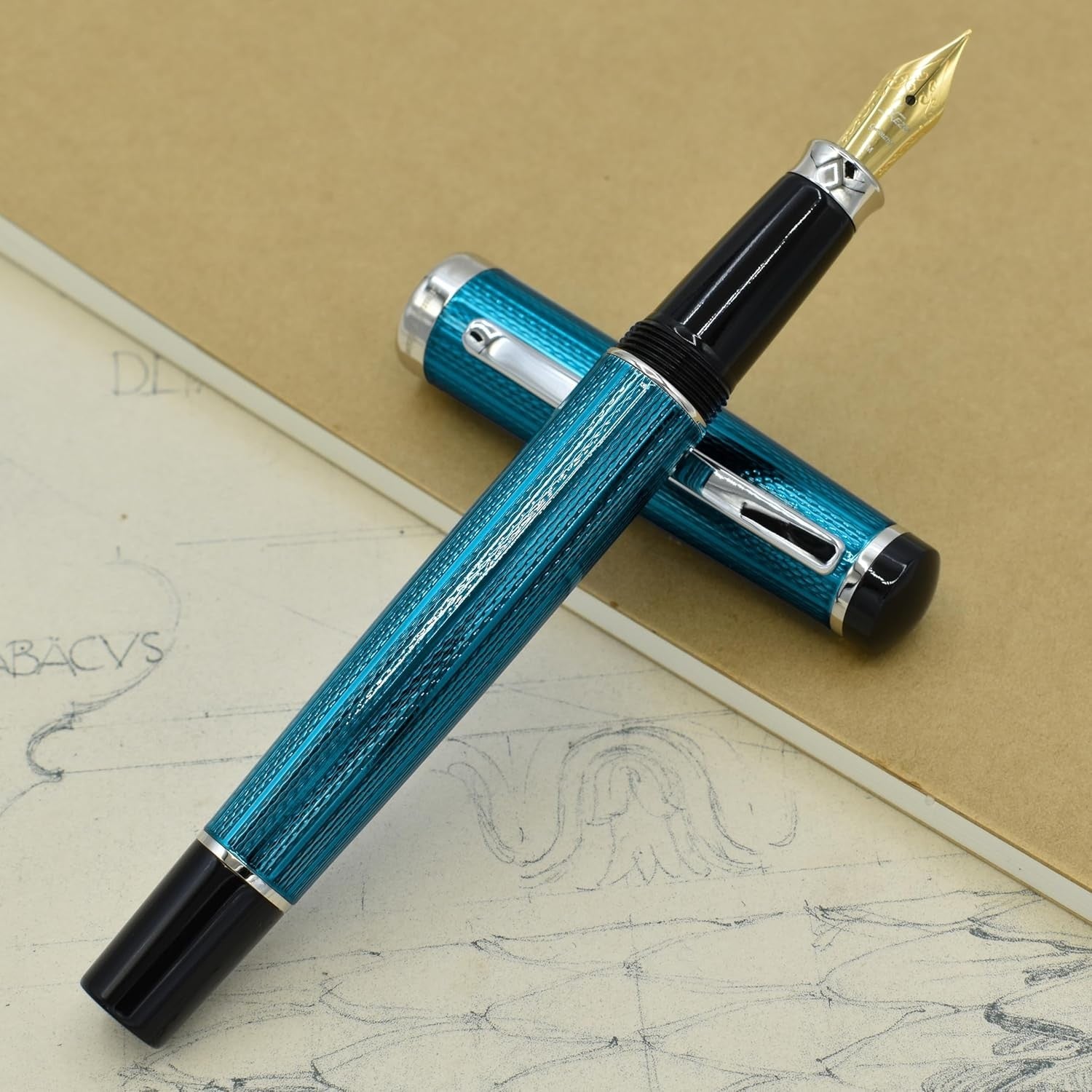 Deep Blue Fountain Pen Medium Nib Handcrafted Smooth Writing Set