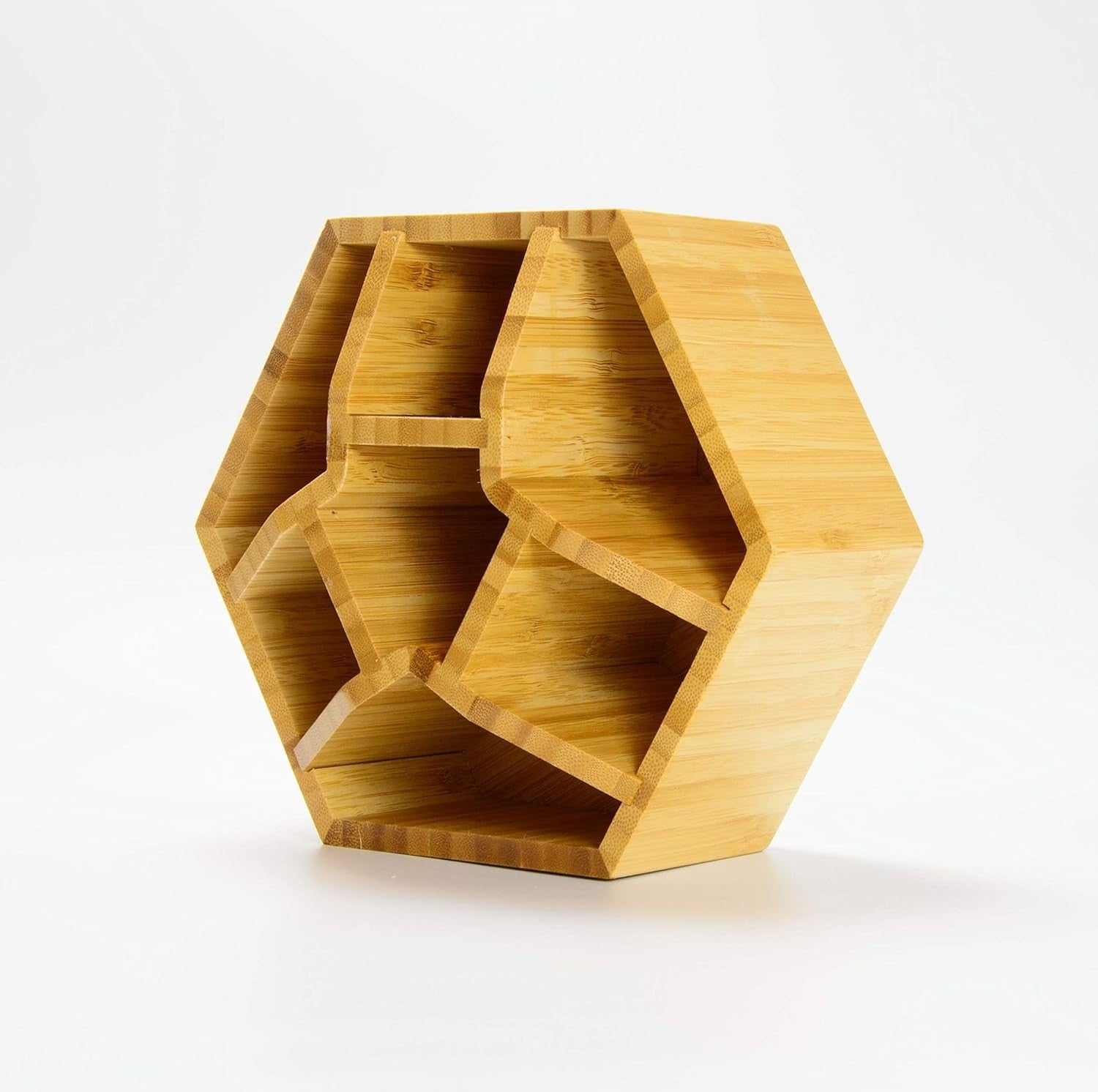 Rotating Bamboo Desk Organiser – 7 Compartment Cosmetic & Pen Holder
