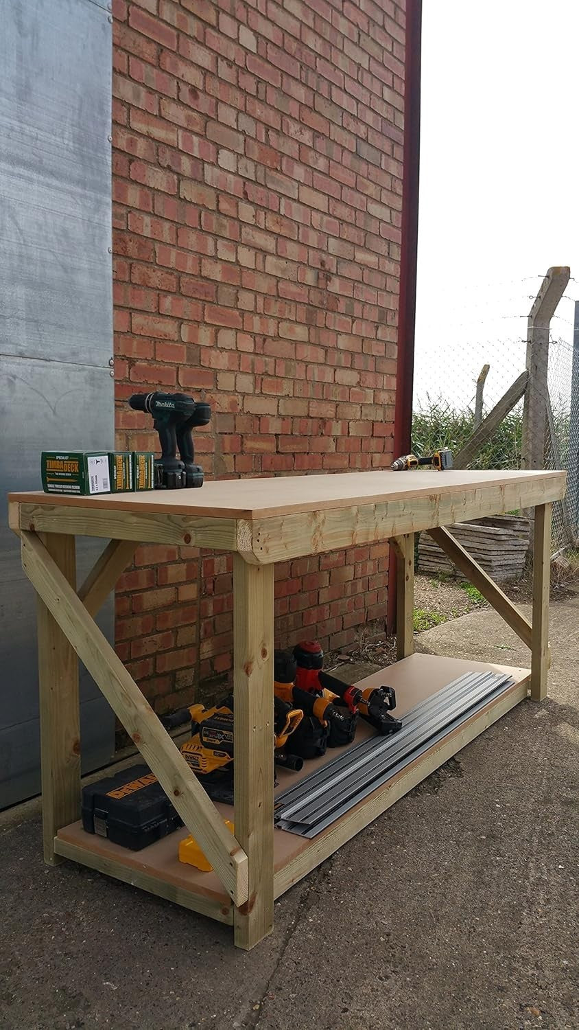 4ft Heavy Duty Wooden MDF Workbench – Strong Construction Timber Work Table