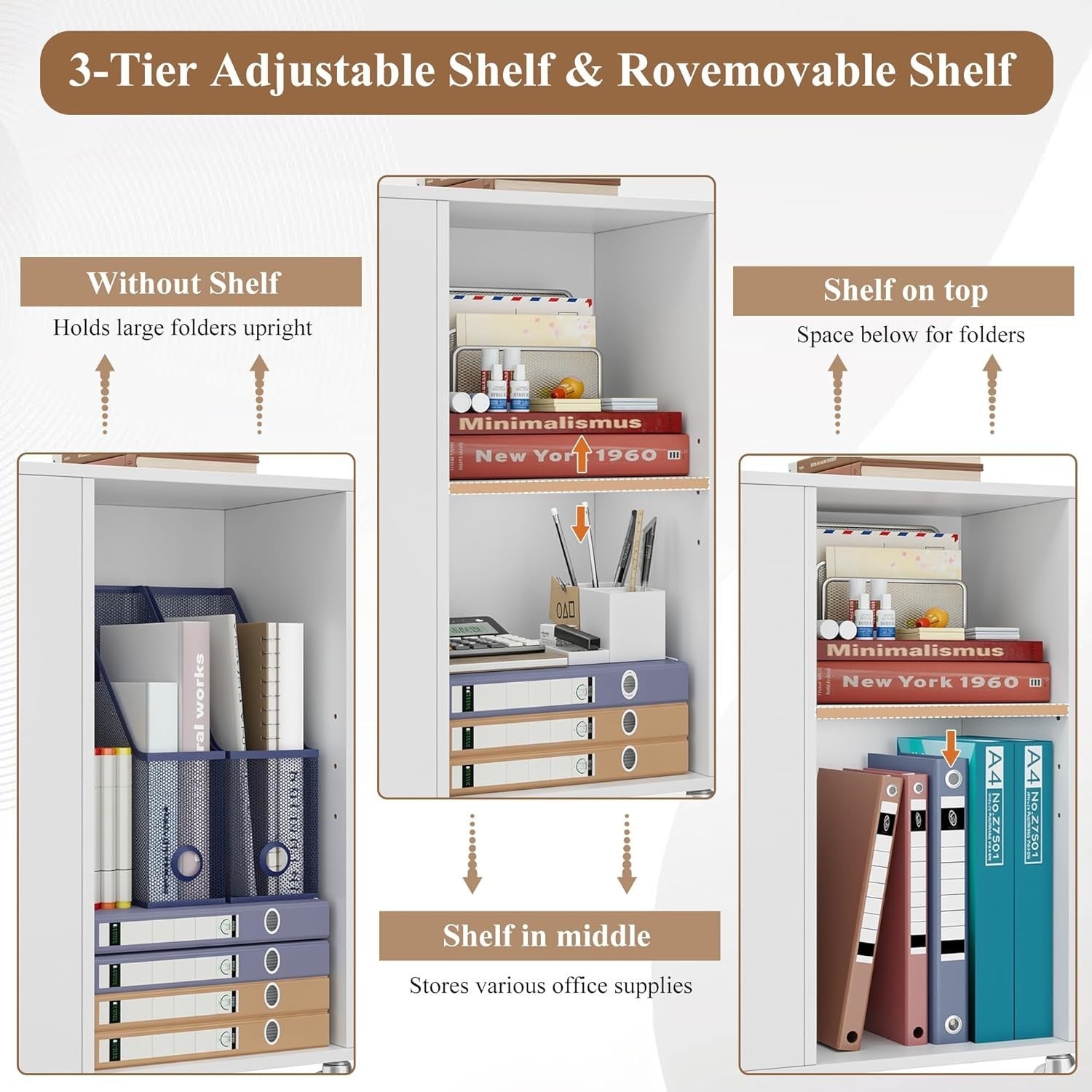 Under Desk File Cabinet With Open Shelves Rolling Office Storage Unit