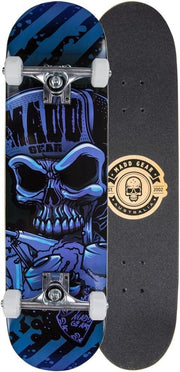31" Beginner Skateboard Complete Maple Deck Youth Trick Board Blue Skull