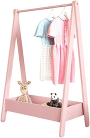 Kids Wooden Dress Up Clothes Rail with Shelf – Pink