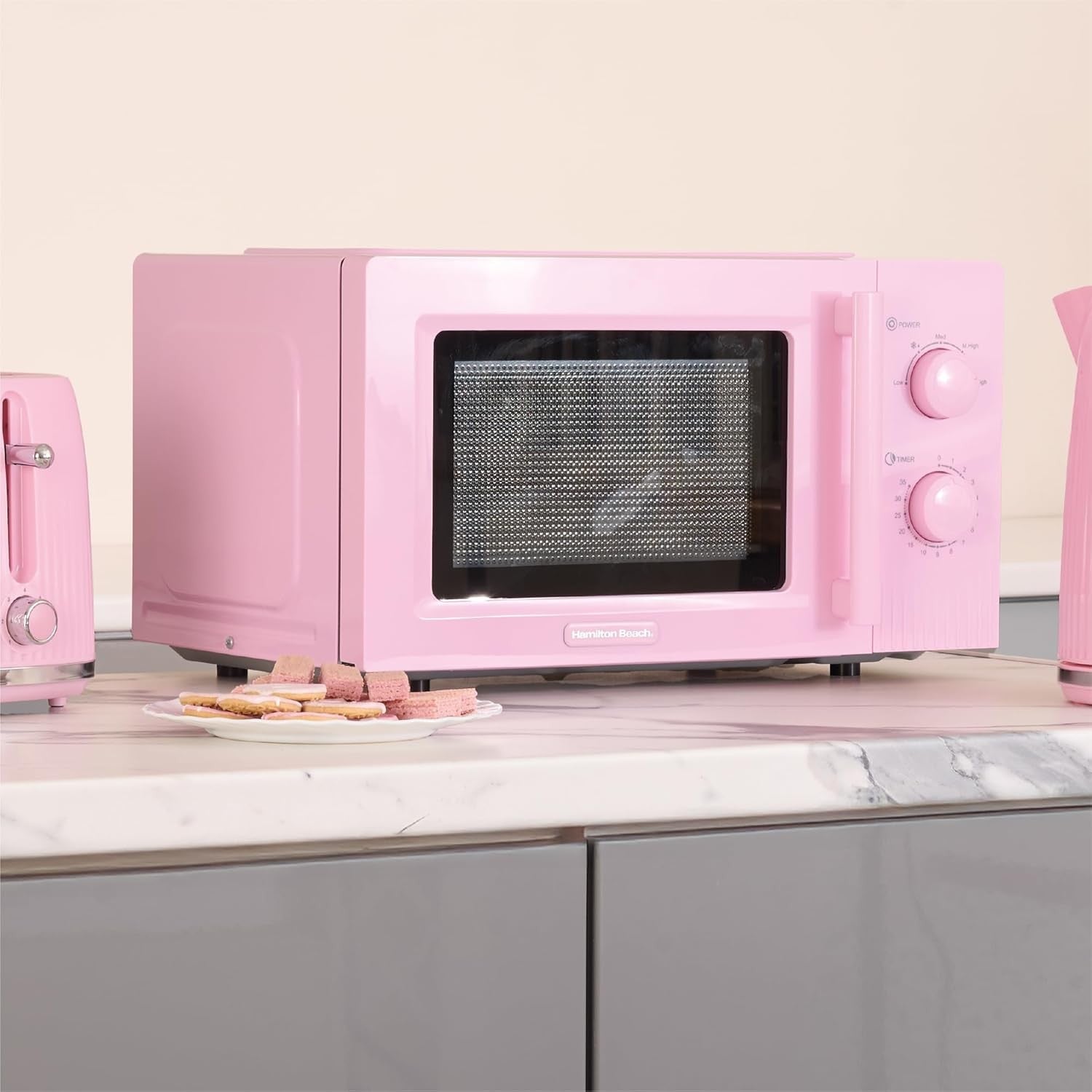 20L Manual Microwave 800W 5 Power Levels Quick Defrost Flamingo