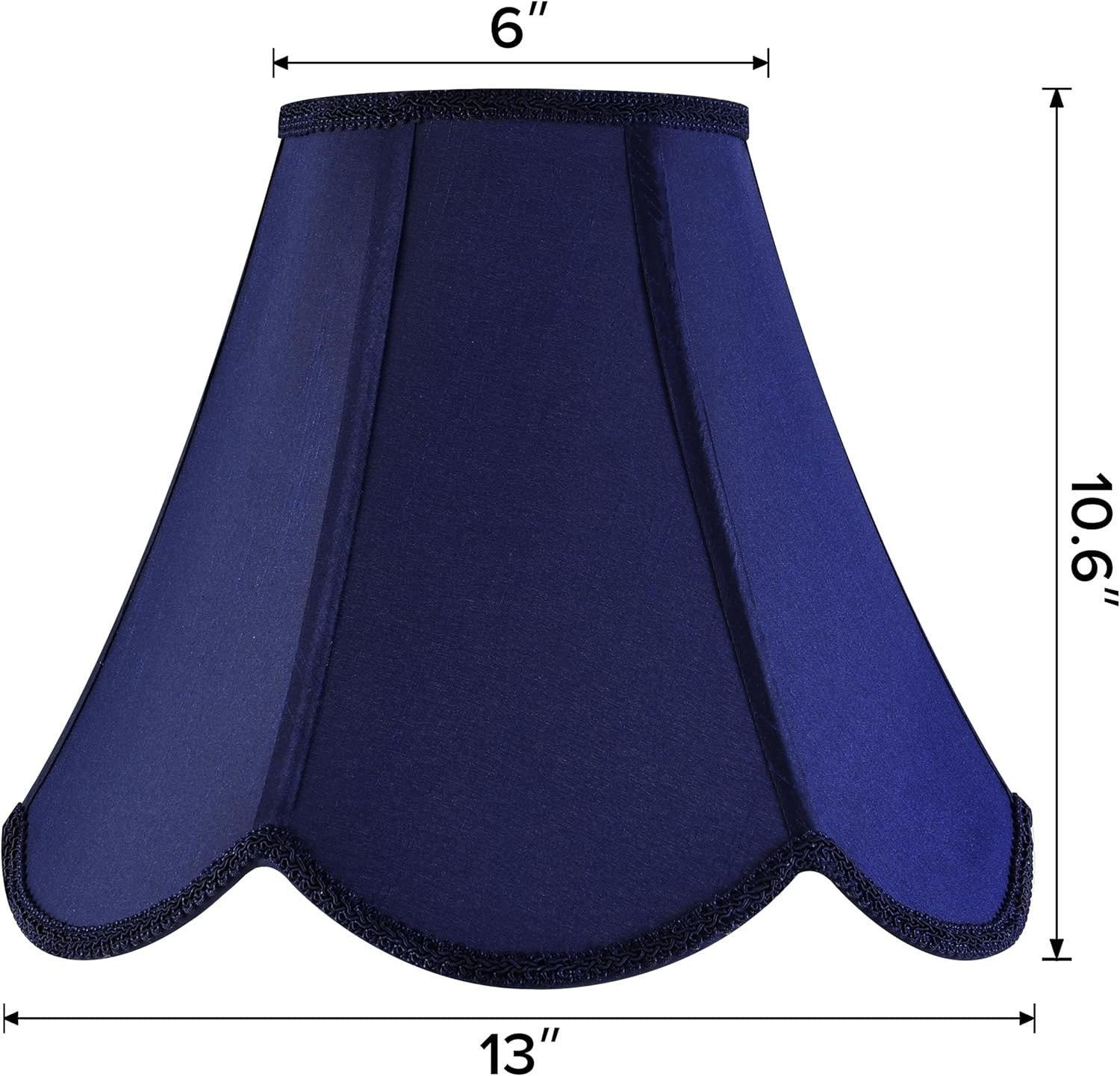 Navy Blue Bell Lamp Shades 2pc -Petal Edge Braid Scalloped Medium