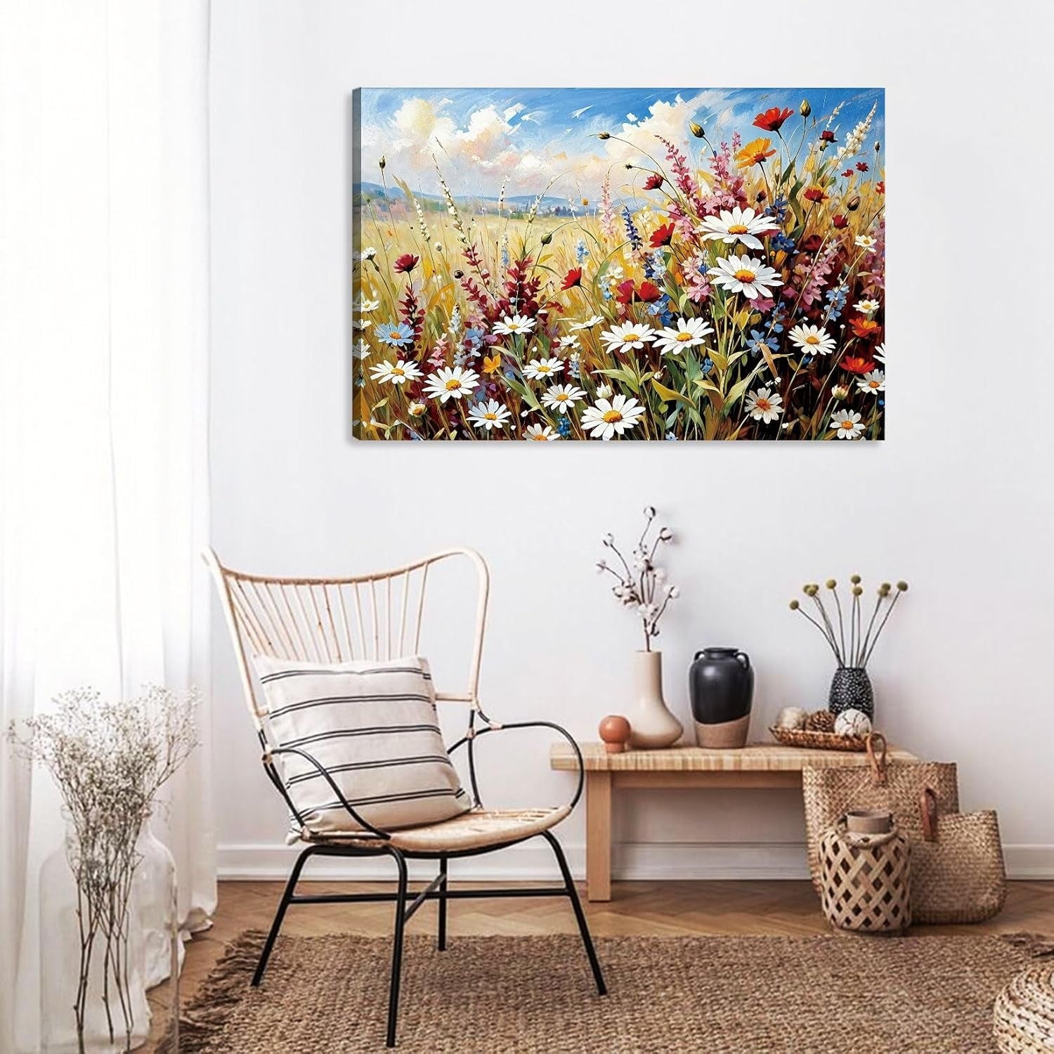 Floral Abstract Wall Art 59x39cm Framed Colourful Canvas
