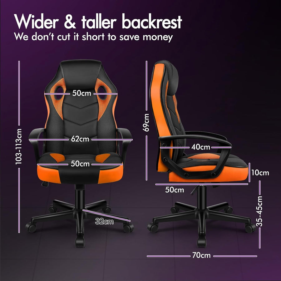 Ergonomic Gaming Chair Recliner w/ Footrest Lumbar Support PU