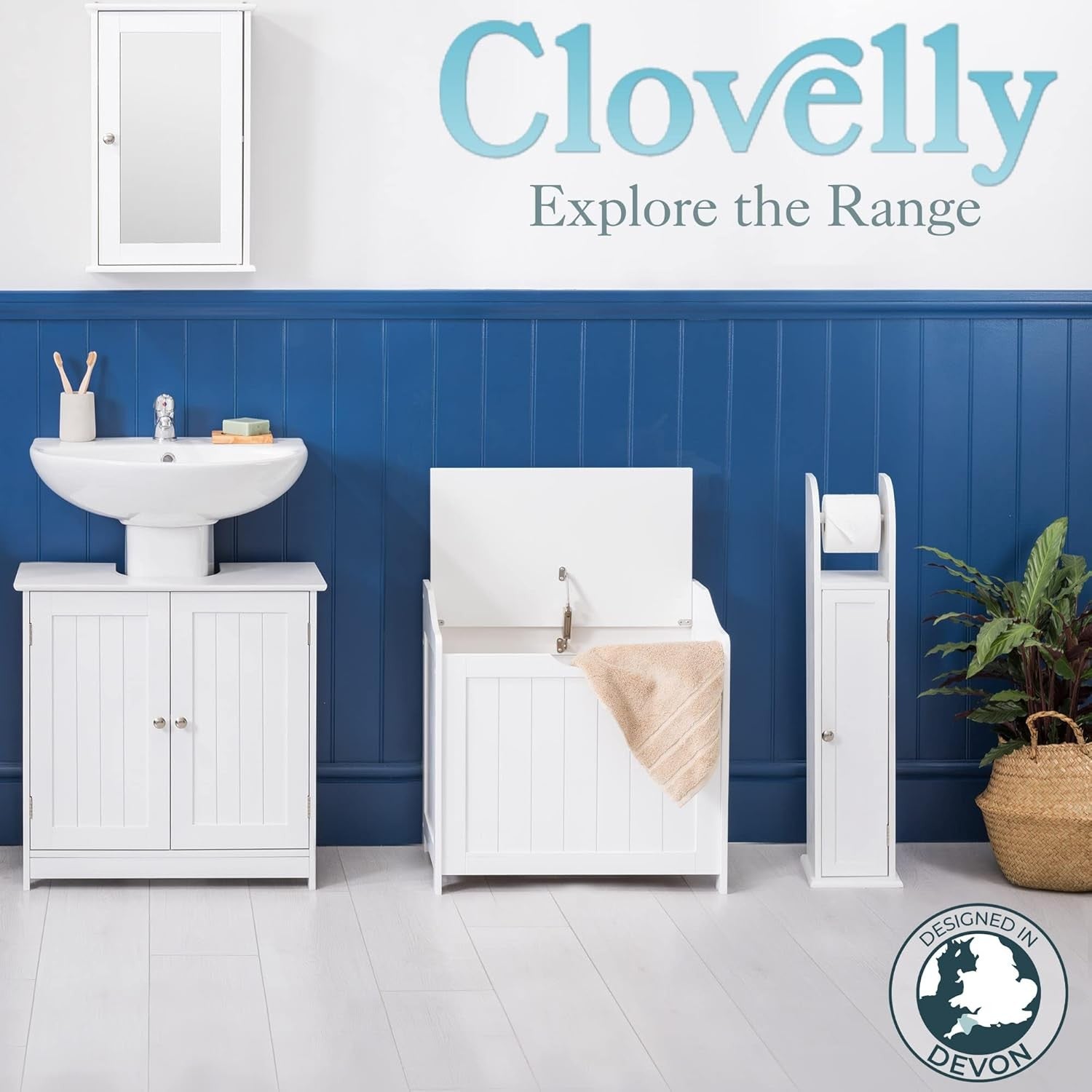 Wooden Laundry Storage Box Bathroom Hamper Cabinet Linen Clothes Chest White