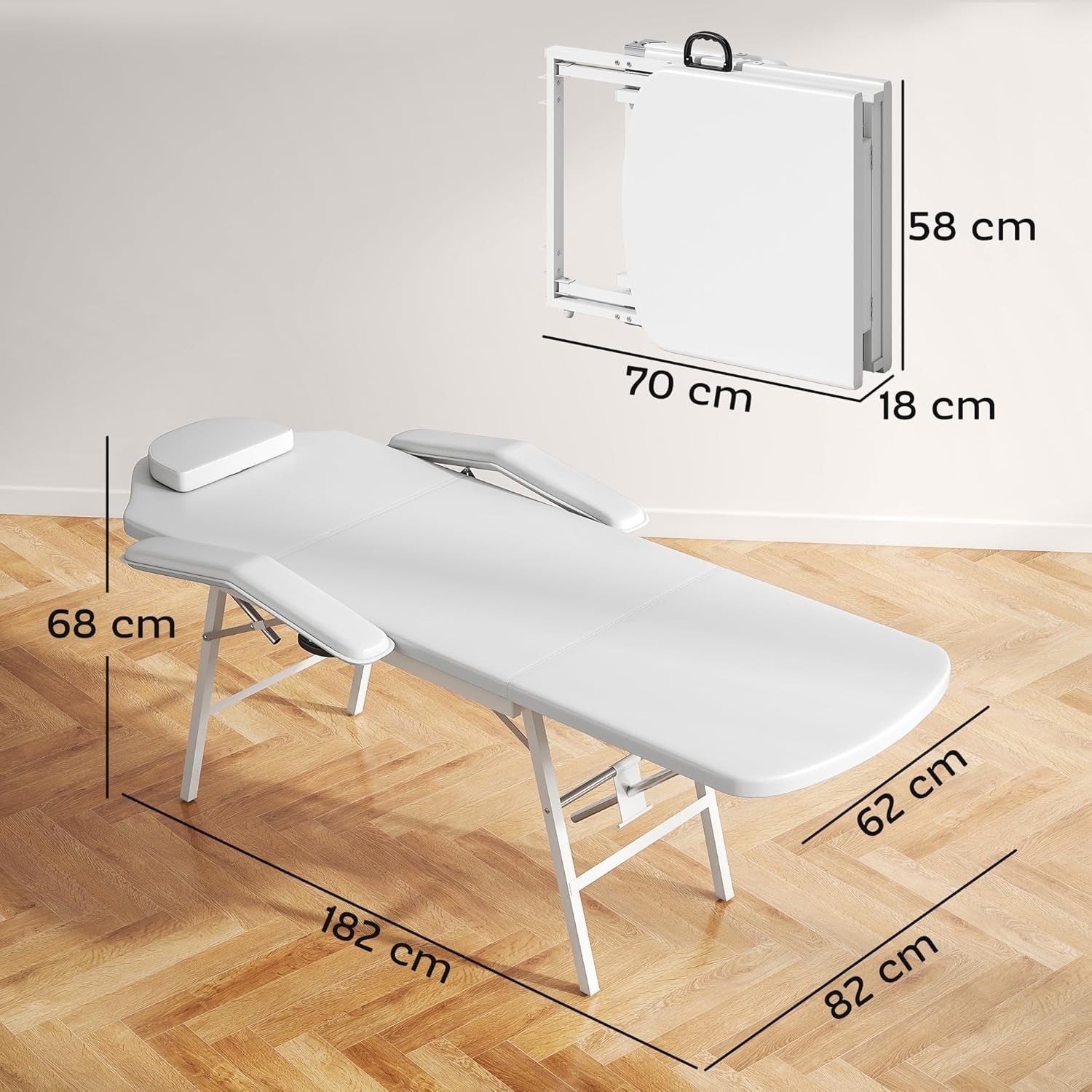 Portable 3-Section Massage Table Adjustable Beauty Bed Recliner w/ Face Hole
