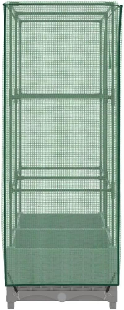 Light Grey Rattan Look Raised Garden Bed with Greenhouse Cover
