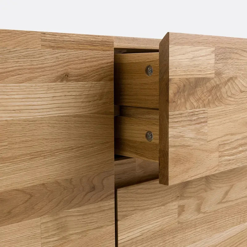 Solid Oak Sideboard Cabinet Storage Unit with Steel Frame – 173cm Modern