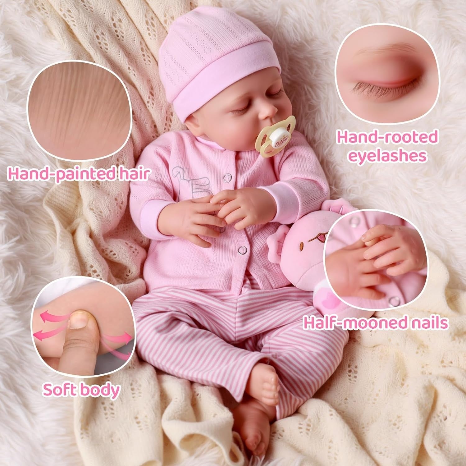 17” Reborn Baby Doll Sleeping Girl Soft Body Newborn Set