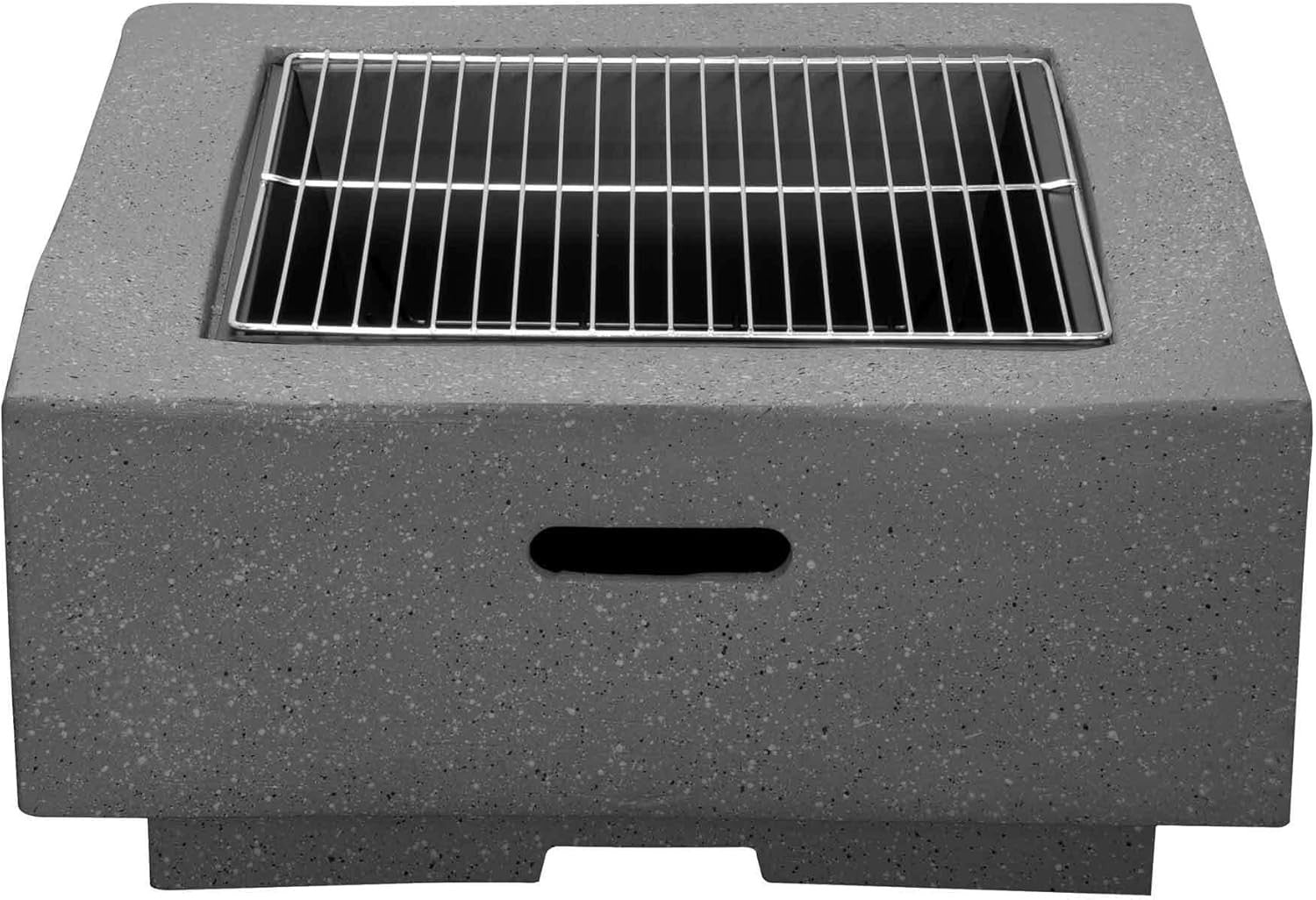 64cm Outdoor Square Fire Pit with BBQ Grill, Mesh Safety Lid & Heat-Resistant