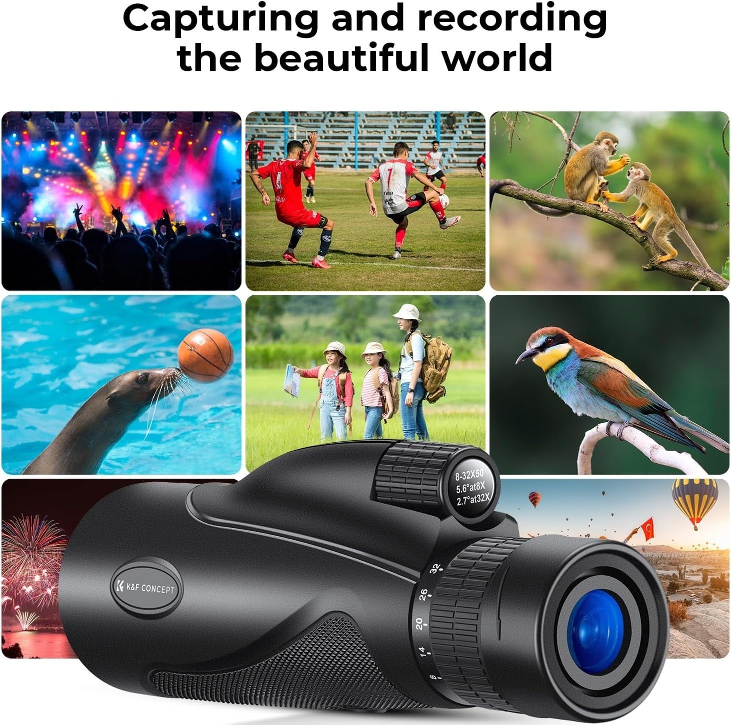 8-32x50 Zoom Monocular HD BAK4 FMC Waterproof Phone Adapter Outdoor Travel