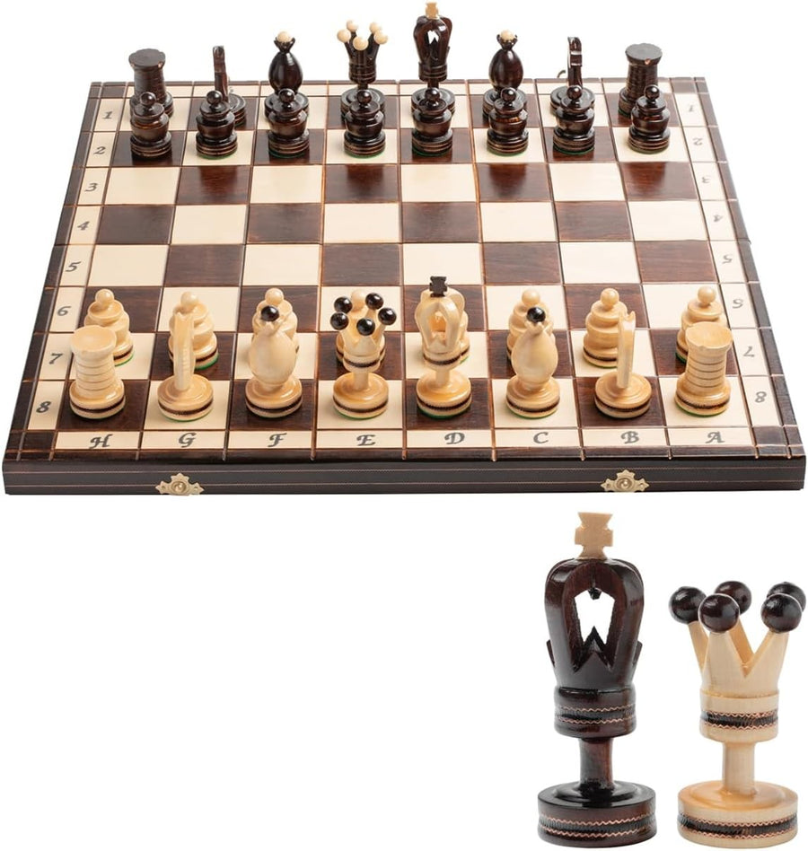 50cm Luxury Wooden Chess Set | ROYAL GAMBIT Design | Foldable Board & Pieces